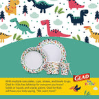 Glad for Kids Dinosaur Disposable Paper Plates Heavy Duty Soak Proof Microwave Safe Kids Plates for Snacks Meals and Parties Fun Dino Design Party Pack 7 Inch 20 Count 6 Pack Bulk Party Value