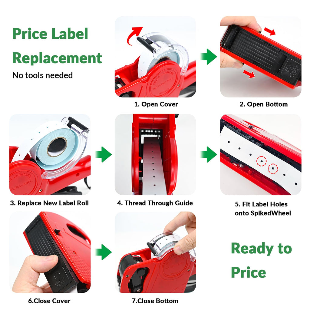 NATURALABEL 1-Line 8-Digit Price Gun Kit - with 10,000 Blank White Labels, 3 Ink Rollers (1 Pre-loaded), Instruction Manual, for Yard, Garage, Moving Sales & Flea Markets, Church Events (Model NT5500)