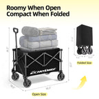 EchoSmile Easy Collapsible Wagon Cart, Folding for Grocery & Camping, Black