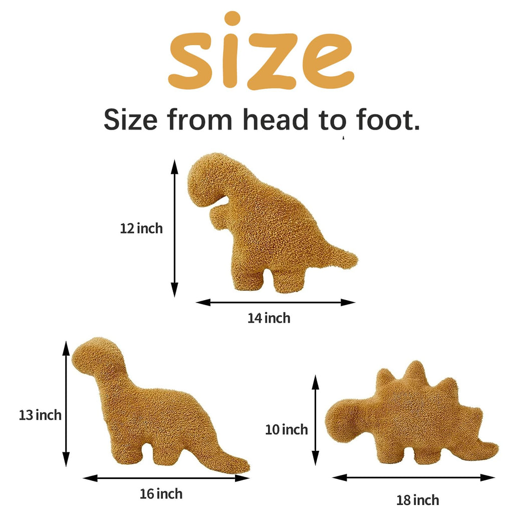 3 Packs Dino Nugget Pillow Plush, 18 inches Dinosaur Chicken Nugget Pillow Stuffed Animal Plush Toy, Dino Nugget Dinosaur Party Decoration Birthday Christmas Valentines Day Gift for Kids Boys Girls