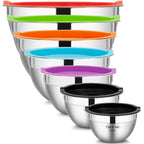 YIHONG 7 Piece Metal Mixing Bowls with Lids for Kitchen, Stainless Steel Set Ideal for Baking, Prepping, Cooking and Serving Food, Nesting Design for Space Saving Storage