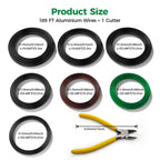 Bonsai Wire Kit with Cutter, Anodized Aluminum-189FT 7 Rolls 5 Sizes 1-3mm