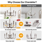 6-Light Farmhouse Chandelier for Dining Room Lighting Fixtures Hanging, Oil-Rubbed Bronze Dining Light Fixtures Industrial Chandelier for Bedroom, Foyer, Hall, Kitchen, Living Room and Entryway