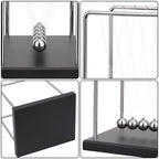 SEVNPRIME 5 Large Beads Newton's Cradle Balance Balls Desk Toys Office Decorations with Black Wooden Base Desk Balance Balls Fun Science Physics Toys for Office/Bedroom/Living Room