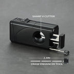 All in One Triple Jet Flame Butane Torch Lighter Built-in Cutter, Cutter V Cut, Punch, Holder Function, Draw Enhancer Tool, Refillable and Adjustable Windproof Lighter. Black(Sold Without Gas)