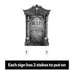 Halloween Decorations Outdoor Graveyard Tombstones: 6ct Large Tombstone Halloween Decor Yard Signs with Stakes, 16" Realistic Scary Skeleton RIP Cemetery Gravestones for Yard Lawn Outside Home Party