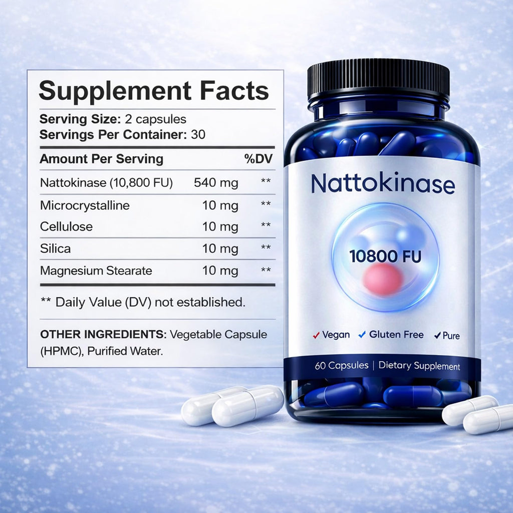 DXWXH Ultimate Nattokinase Capsules, Nattokinase Supplement Organic 10800 FU Per Serving for Heart Health, and Daily Wellness Support, Vegan, Gluten Free, 60 Capsules (2)