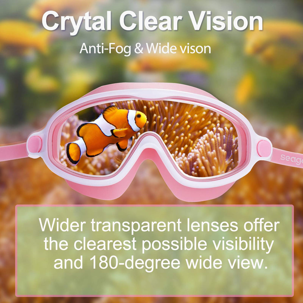 Kids Goggles for Swimming 2 Pack No Leaking Anti-Fog Outer Eye Fit with Wide View UV Protection Crystal Clear Watertight Swim Goggles with nose cover Suitable for Children Youth Boys Girls Age 3 to 14