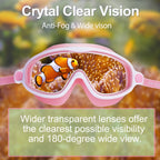 Kids Goggles for Swimming 2 Pack No Leaking Anti-Fog Outer Eye Fit with Wide View UV Protection Crystal Clear Watertight Swim Goggles with nose cover Suitable for Children Youth Boys Girls Age 3 to 14