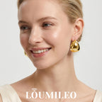 LOUMILEO 24MM Wide Thick Gold Hoop Earrings for Women Lightweight 30MM
