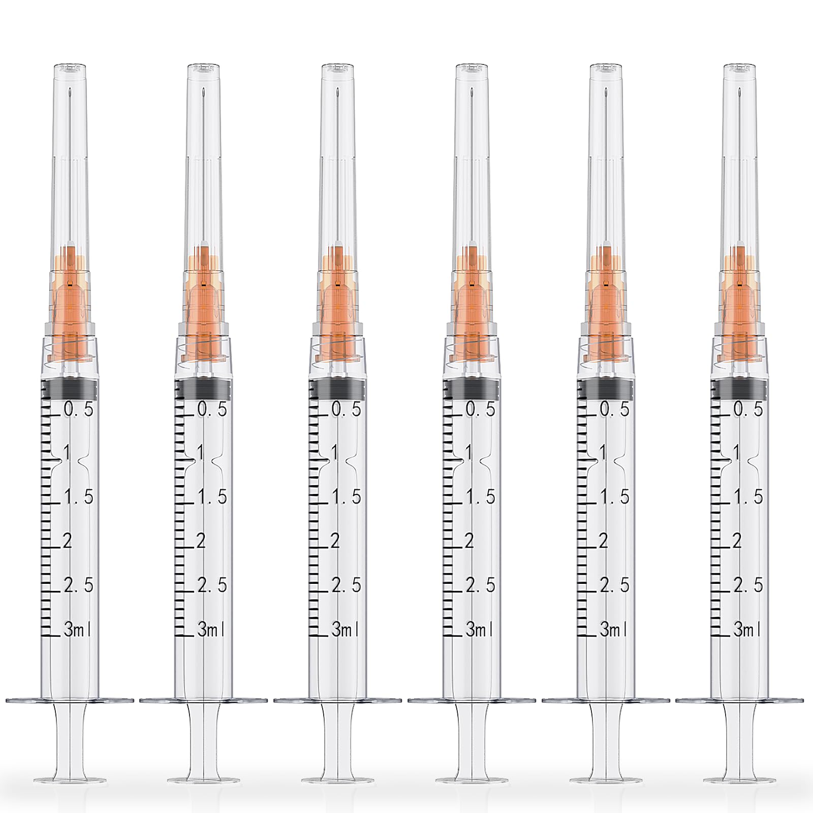 25Pcs 3ml Luer Lock Syringes with 25G 1" Needles, Individually Wrapped