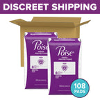 Poise Incontinence Pads for Women, 4 Drop, Long, 108 ct