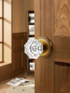 SORWDUERM Antique Brass Door Knobs Crystal Door Knob Interior Privacy Door Knob for Bedroom and Bathroom Glass Door Knob,Zinc Alloy 1 Pack