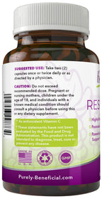 PURELY beneficial RESVERATROL1450-90day Supply, 1450mg per Serving of Potent Antioxidants & Trans-Resveratrol, Promotes Anti-Aging, Cardiovascular Support, Maximum Benefits(1bottle)