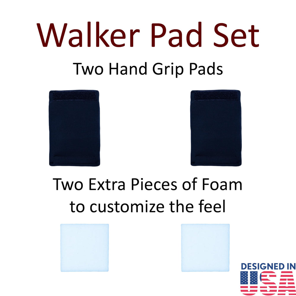Crutcheze Walker Padded Hand Grip Covers Premium USA Designed Moisture Wicking, Comfort, Fashion, Washable - Standard Walker Handle Cushion - Mobility Aid Accessories (Black)