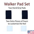 Crutcheze Walker Padded Hand Grip Covers Premium USA Designed Moisture Wicking, Comfort, Fashion, Washable - Standard Walker Handle Cushion - Mobility Aid Accessories (Black)