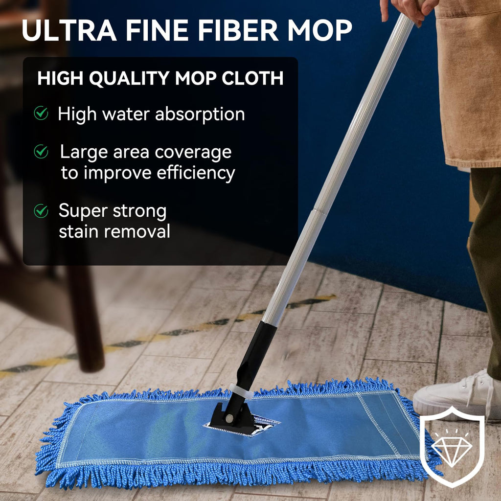 36 Inch Dust Mop Head: Replacement Medium Washable Commercial Mop Head Sweeper and Janitorial Replacement Blue (Blue - 36 Inch, 3 Pack)