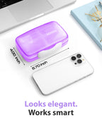 Travel Pill Organizer – Moisture-Proof Medicine Pill Organizer with Labels, 8 Compartment Pill Box Case for Vitamins & Supplements, Portable Pocket Pharmacy (Purple)