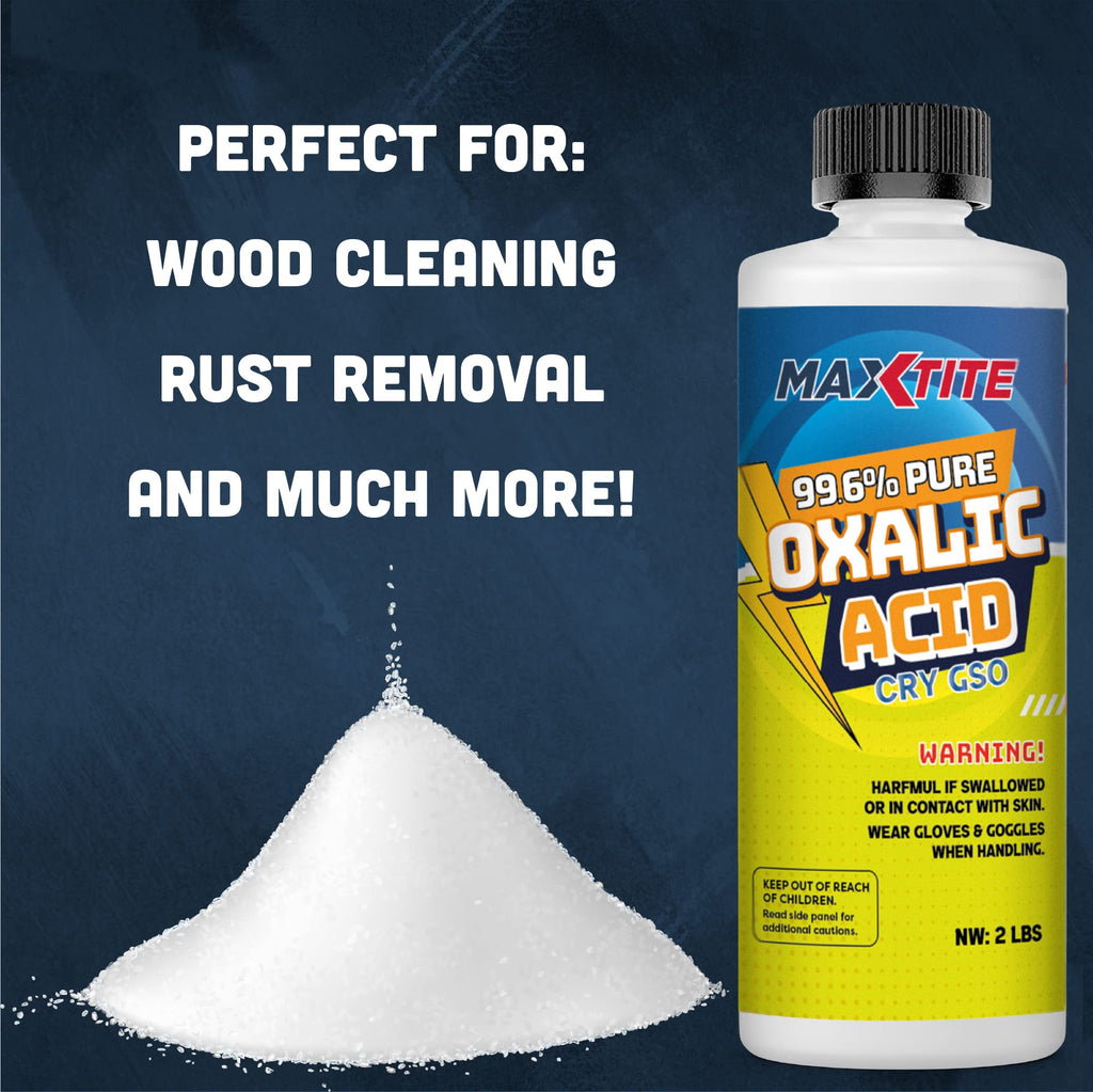 MAXTITE Oxalic Acid (40 lbs) 99.6% Pure - Metal & Wood Cleaning and Bleaching, Rust Removal (C2H2O4) - Heavy-Duty Pail with Easy-Open Lid