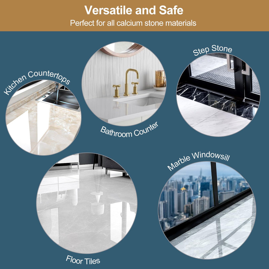 Marble Polishing Powder, Professional Touch-Up Etch Remover, Restore Shine Remove Water Stains Scratches Rings Etches for Marble Stone Granite Quartz Tile Floor Countertop Surfaces Polishing Care
