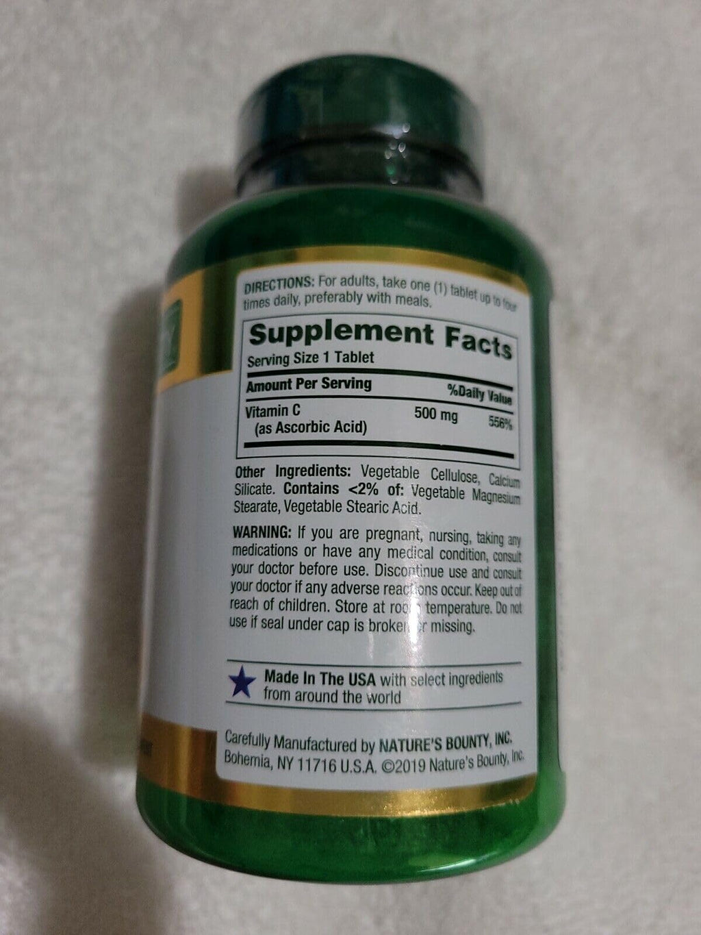 Nature's Bounty Pure Vitamin C 500 mg Tablets 250 Tablets (Pack of 9)