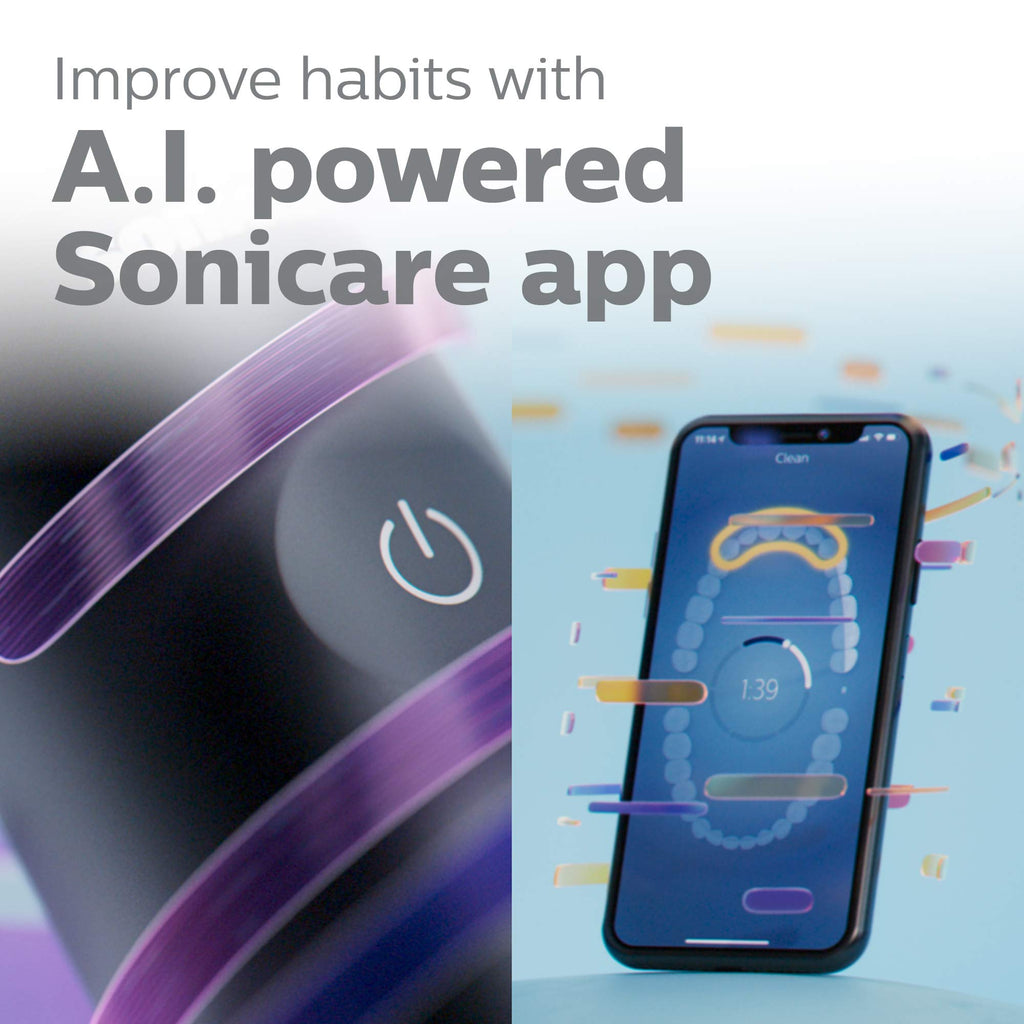 Philips Sonicare DiamondClean 9900 Prestige Electric Toothbrush - with SenseIQ Technology and Advanced AI App, 5 Brushing Modes, 3 Intensity Levels, Charging Travel Case,Midnight Blue, Model BD9002AZ