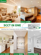 zouzai 12 Pack 4 Inch LED Recessed Ceiling Light, 9W=60W, 5CCT, Dimmable