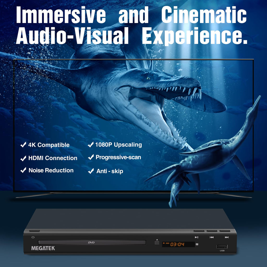 MEGATEK Region-Free DVD Player for TV with HDMI, USB & 1080p Upscaling