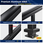 Egadis 36 in. H x 8 ft. W Aluminum Stair Railing Kit, Railings for Outdoor Steps, Black Textured AAMA 2604 Powder-Coat Finish Modular Rail System for Concrete Steps or Wooden Stairs(1 Post, 1 Panel)