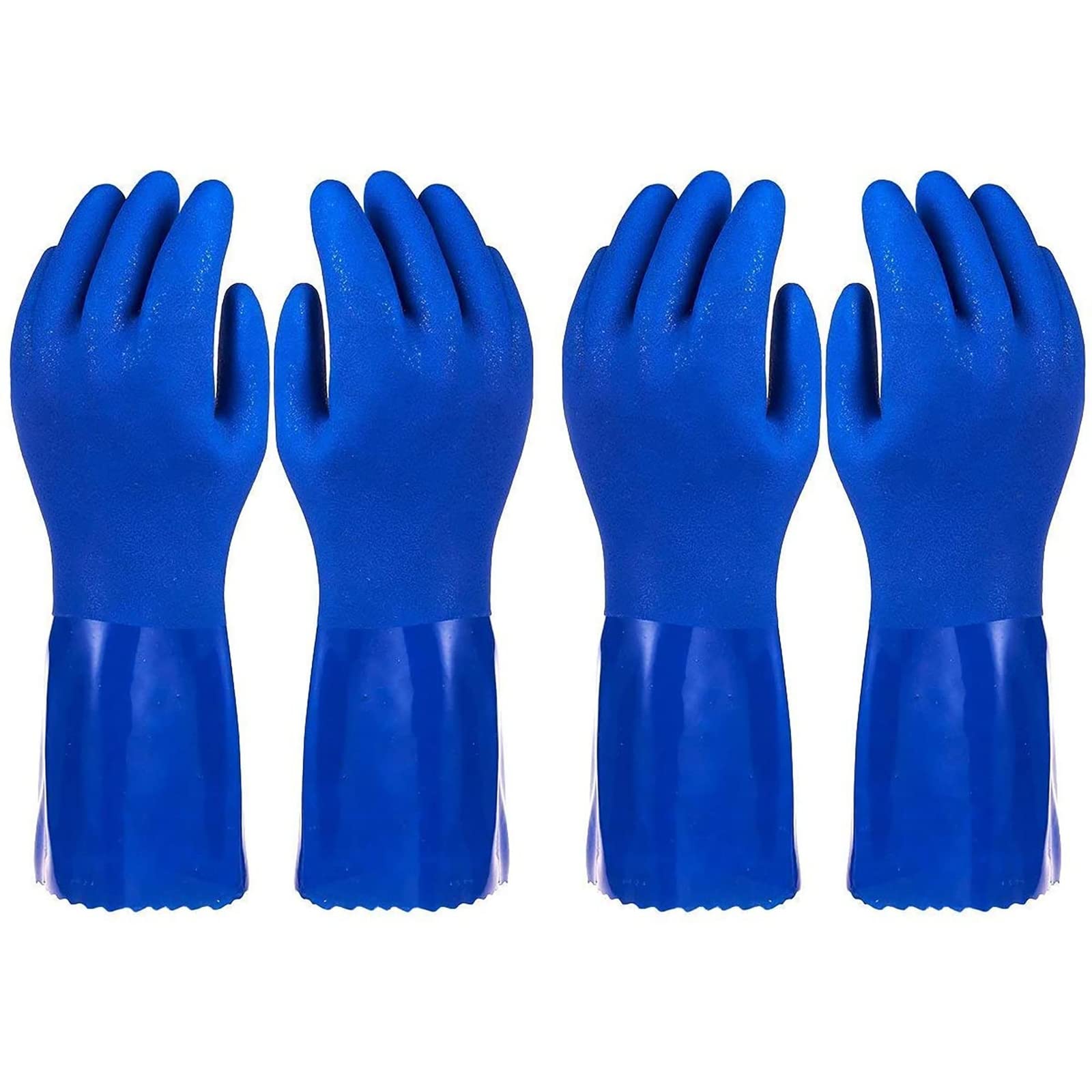 Juvale Rubber Dishwashing Gloves - Heavy Duty Rubber Gloves for Cleaning - Waterproof Kitchen Protection for Women - Cotton-Lined Grip Design - Large, Pack of 2, Blue