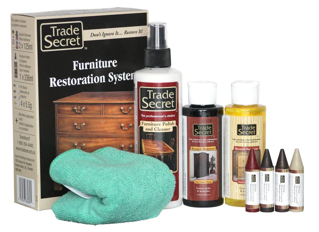 Trade Secret Complete Wood Furniture & Floor Restoration Kit - Scratch Repair and Polish System for Light and Dark Surfaces with Microfiber Cloth