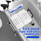 Drseats Heavy Duty Width Adjustable Bath Tub Transfer Shower Bench for Inside Tub Extended Shower Chair with Adjustable Height and Reversible Backrest Handicap Bath Seat for Elderly and Disabled