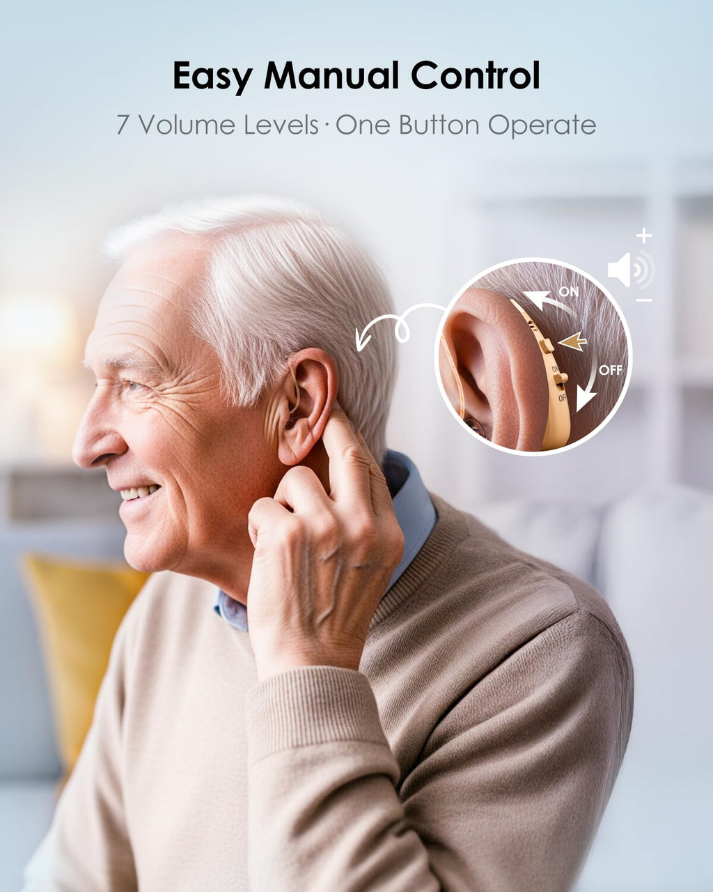 Karthus Hearing Aids, Rechargeable Hearing Aids for Seniors with Hearing Loss, Noise Cancelling & Clear Sound, Comfort & Invisible, 100H Long Battery, 7 Level Volume, One-Button Operation, Skin