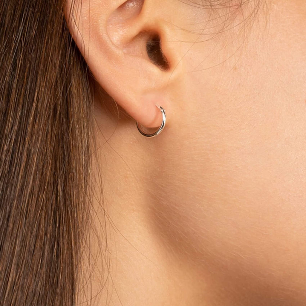 EPIRORA Silver Hoop Earrings- Cartilage Earring Small Hoop Earrings for Women Men,4 Pairs of Hypoallergenic 925 Sterling Silver Tragus Earrings(Silver,8mm/10mm/12mm/14mm)
