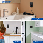 ELEGRP GFCI Outlet 20 Amp, Self-Test GFI Electrical Outlet with Thinner Design, TR Tamper Resistant GFCI Receptacle, Ground Fault Circuit Interrupters with Wall Plate, UL Listed, Matte Black, 1 Pack