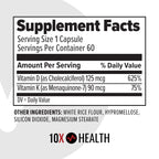 10X Health Vitamin D3 5000 IU & K2 MK7 - Menaquinone 7, High-Potency D3 K2 Vitamin Supplement for Bone Health, Heart and Teeth - 125 mcg Vitamin D & 90 mcg Vitamin K2-60 Capsules