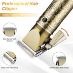 GSKY Cordless Professional Men's Grooming Kit, T-Blade Trimmer, Ear & Nose Hair Trimmer, Zero Gap Haircutting Set with LED Display