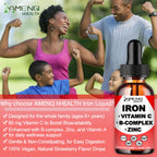 2 Pack Liquid Iron Supplement w/Vitamin C, A, B-Complex, Vegan Iron Drops High Potency Liquid Vitamin & Iron Supplements for Women, Men & Children -Support Red Blood Cell, Energy, Anemia & Fatigue