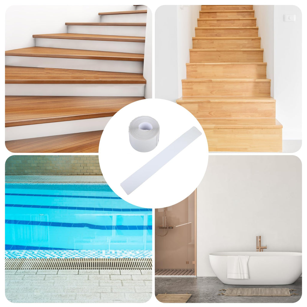 Clear Stair Treads Non Slip 15 Pack, Transparent Waterproof Anti Slip Strips for Wooden Steps Indoor, 4'' x 30'' Pre-Cut Grip Tape Safety for Elderly Children and Pets