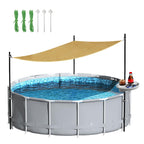 Vidoya Pool Shade Set for 11-16 Ft Above Ground Pools - UV-Resistant Shade Sail Triangular 10'x10'x10' with Storage Tray, Outdoor Sun Shade Canopy with Poles for Deck, Patio, Garden, Pool Accessories