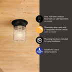 Design House 2-Pack Jelly Jar 1-Light Indoor/Outdoor Flush Mount Ceiling Light, Black – Design House, 587576