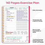 Fitness Workout Journal for Women & Men, A5(5.5" x 8.4") Workout Log Book Planner for Tracking, Progress, and Achieving Your Wellness Goals-Berry Pink