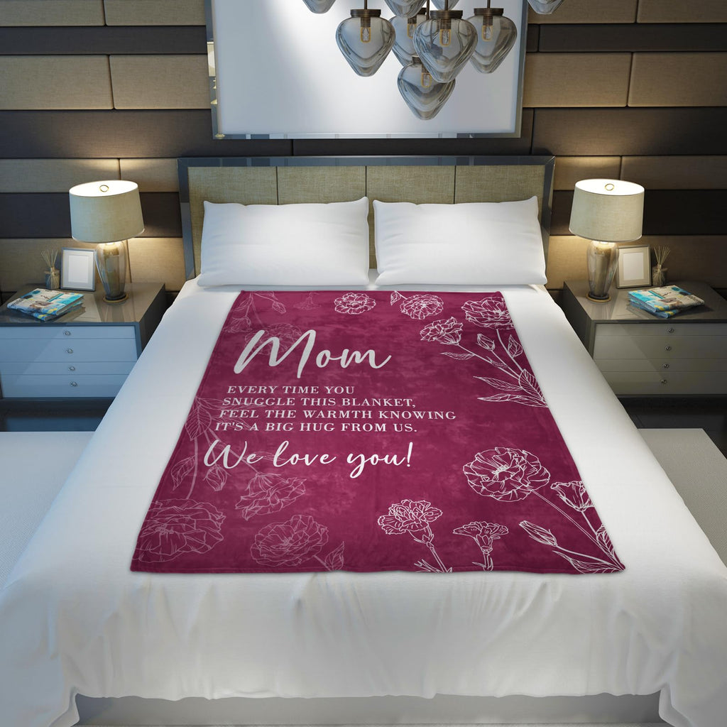 GiltGlimmer Mom Birthday Gifts, Mom Floral Blanket Burgundy, 60" x 50"