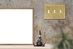 OKAWYC Triple Toggle Light Switch Cover Adler Metal Wall Plate, 2-Pack Brushed Brass 3 Gang, for Light Switch Cover Decorative Wallplate, Durable