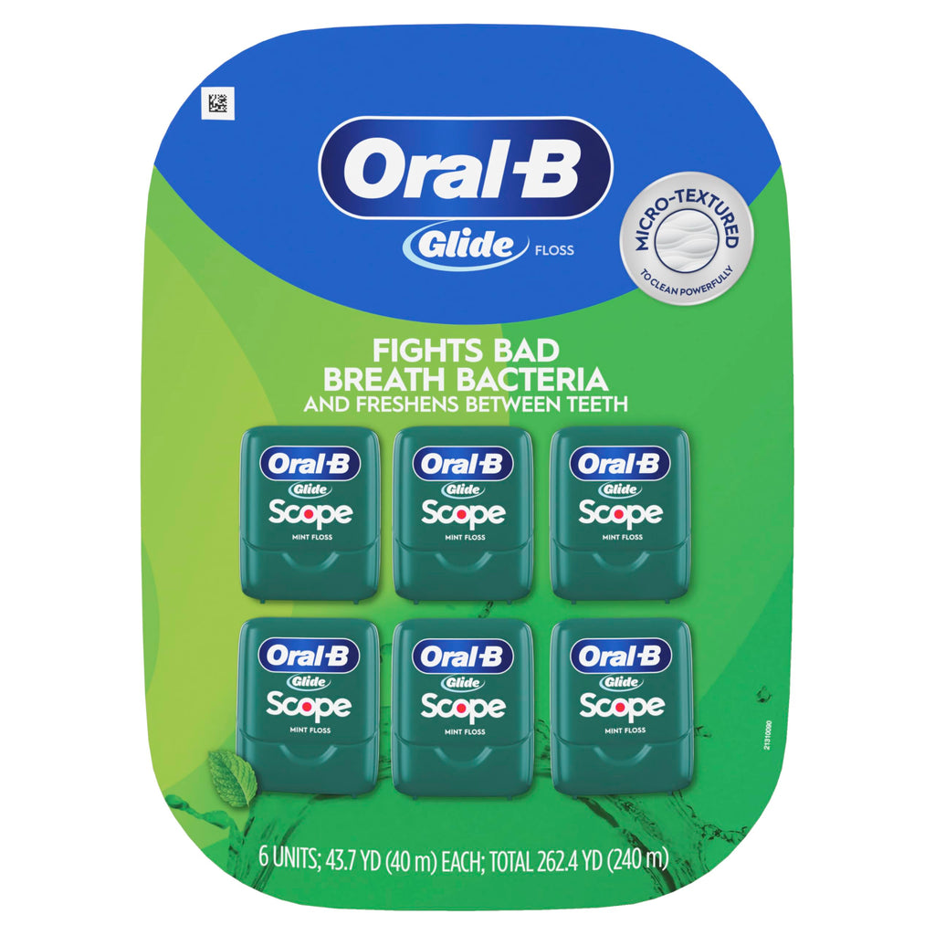 Oral-B Glide Dental Floss, Scope Mint Flavor, 40 m, Pack of 6