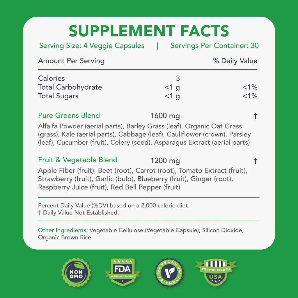 KaraMD Pure Nature | Greens, Fruit and Veggies Supplement | Vitamins, Fiber & Antioxidants | 20 Fruits and Vegetables Supplements for Energy & Digestion | Gluten Free & Vegan Friendly (30 Servings)