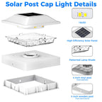 Peasur 4x4 Post Solar Lights 16 Pack, 2 Modes 16 LED Solar Post Cap Light Waterproof, Black Deck Fence Post Solar Lights Powered Outdoor, Fit 4x4 Wood/Vinyl Posts for Porch Patio