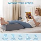 MEGCXIT Leg Pillow Elevation Blood Circulation, Leg Wedge for Elevation for Swelling, Leg Elevating Pillow for After Surgery, Memory Foam Foot Knee Pillow for Back Sleeping 24×22×8 Inch Short Plush