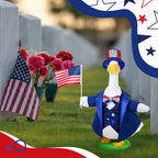 Patriotic Porch Goose Outfits 4th of July Goose Outfits Independence Day Lawn Porch Goose Clothes Fits 23" Cement Plastic Goose Statue for USA 250th Anniversary Outdoor Garden Yard Patio Decoration