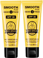 Bee Bald SMOOTH PLUS Head & Face Moisturizer with SPF 30 Sunscreen Lotion Protecting Skin From Harmful UVA/UVB Rays While Hydrating, Moisturizing and Toning, 1.7 Fl Oz (Pack of 2)